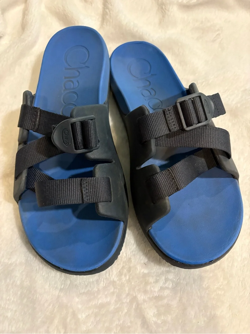 Chaco Kids Blue and Black Adjustable Slide Sandals